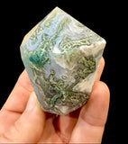 Moss Agate Hexagonal Carving