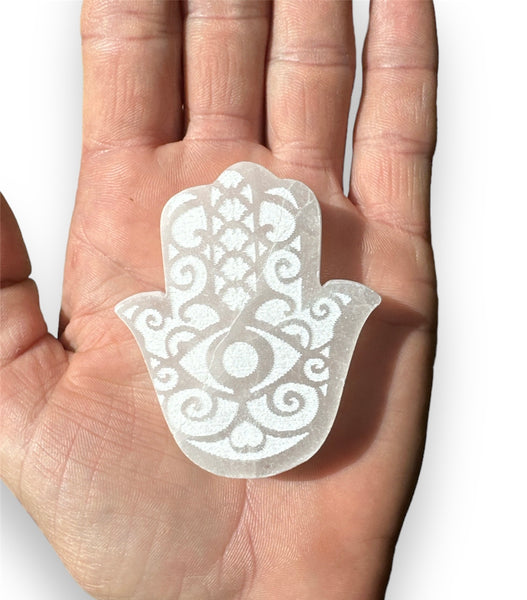 Selenite Hamsa