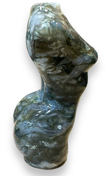 Large Goddess Body Torso in Moss Agate
