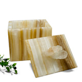 Honey Butter Onyx Box with Quartz