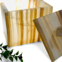 Honey Butter Onyx Box with Quartz